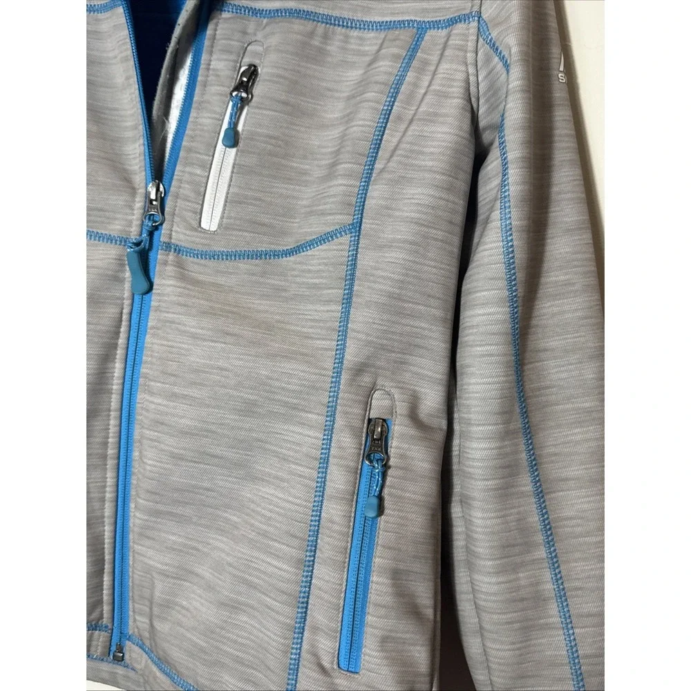 Snozu Coat Jacket‎ Kid's Boy's Sz L 14/16 Blue Fleece Lining Front Zip Gray